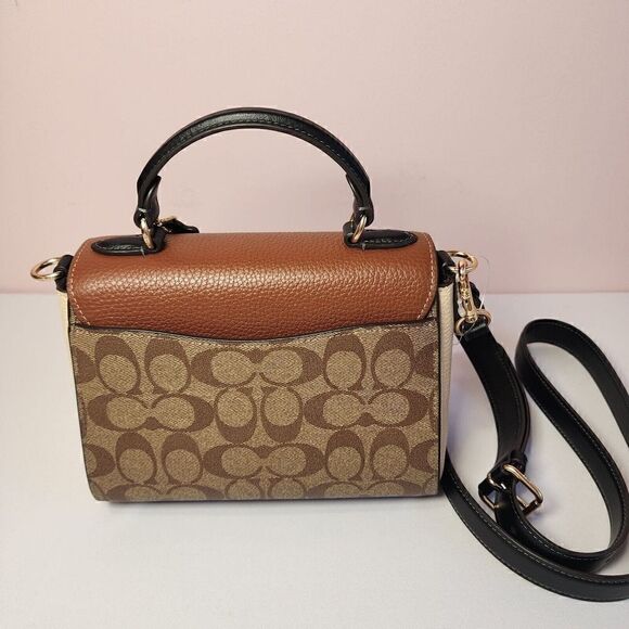 NWT Coach CE569 Morgan Top Handle Satchel Khaki Multi - Picture 3 of 7